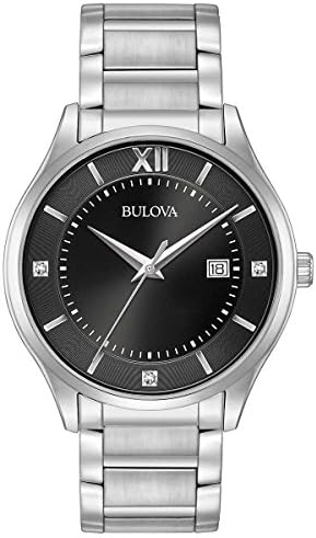 Bulova Mens 96D142 Diamond Accent Black Dial