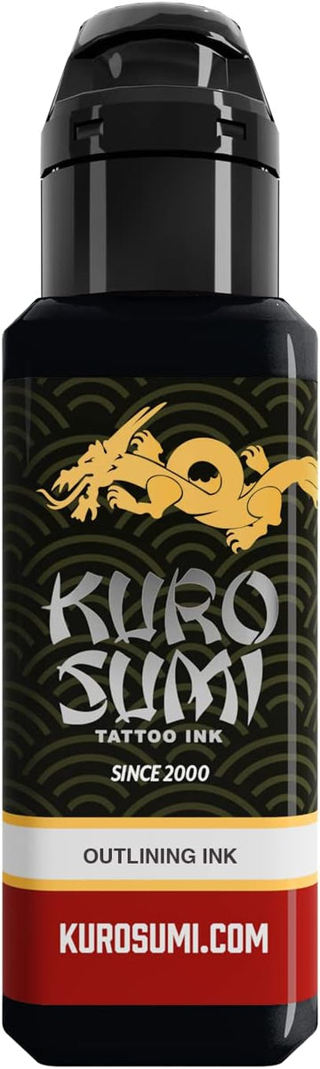 Kuro Sumi Japanese Tattoo Color Ink Pigments, Vegan Professional Tattooing Inks, Outlining Black, 12 Ounce