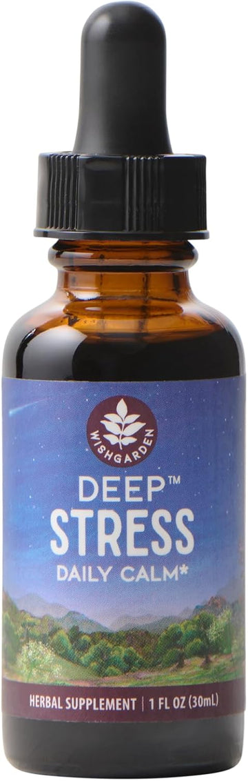 WishGarden Herbs Deep Stress, Cortisol & Adrenal Support Supplement, Ashwagandha, Holy Basil, Milky Oat - Adaptogen Liquid Herbal Tincture for Stress