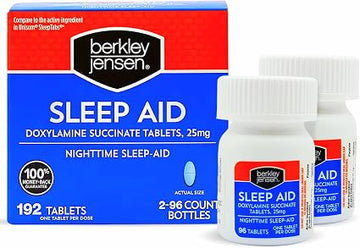 berkley jensen Sleep Aid (192 Tablets) - Doxylamine Succinate 25 mg Nighttime Sleeping Pills, Non Habit-Forming, Easy to Swallow Sleep-Aid