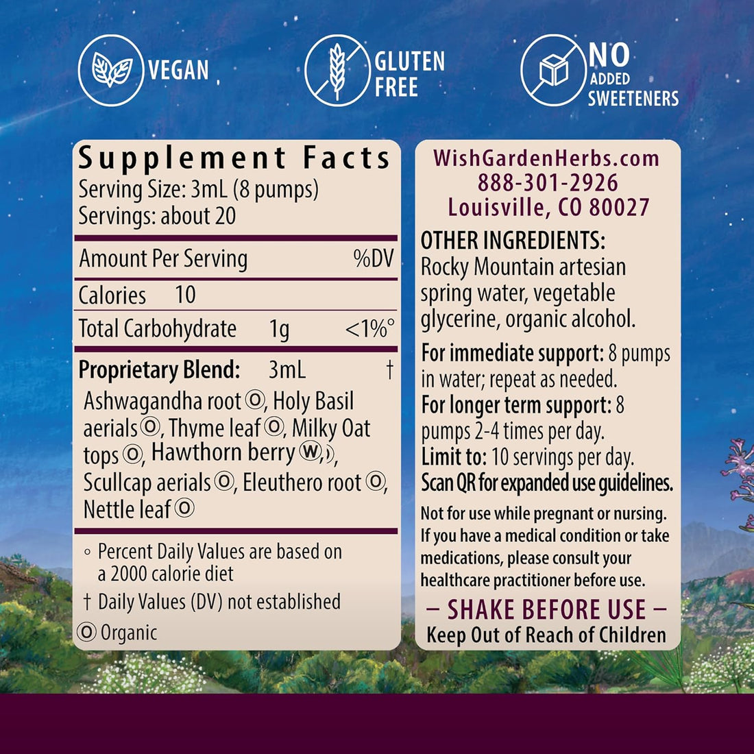 WishGarden Herbs Deep Stress, Cortisol & Adrenal Support Supplement, Ashwagandha, Holy Basil, Milky Oat - Adaptogen Liquid Herbal Tincture for Stress