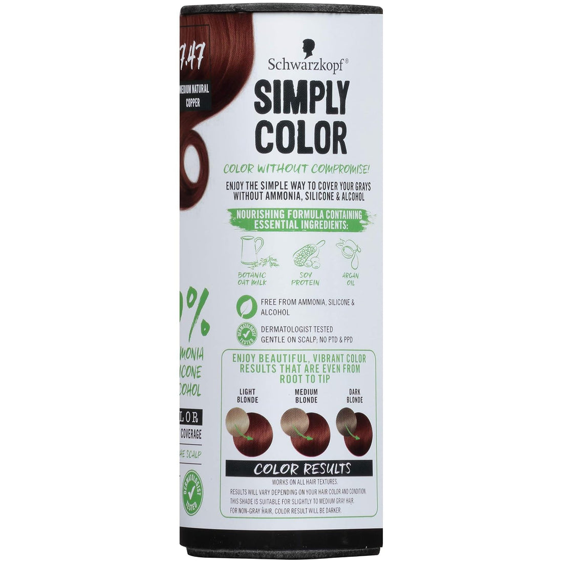 Simply Color Permanent Hair Color, 7.47 Medium Natural Copper