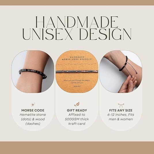 ARK & BAY 1 Corinthians 16:13 | Be on your guard; stand firm in the faith; be courageous; be strong | Christian Morse Code Bracelet | Handmade Adjustable Custom Bible Verse Bracelets For Women & Men | Religious Faith Scripture