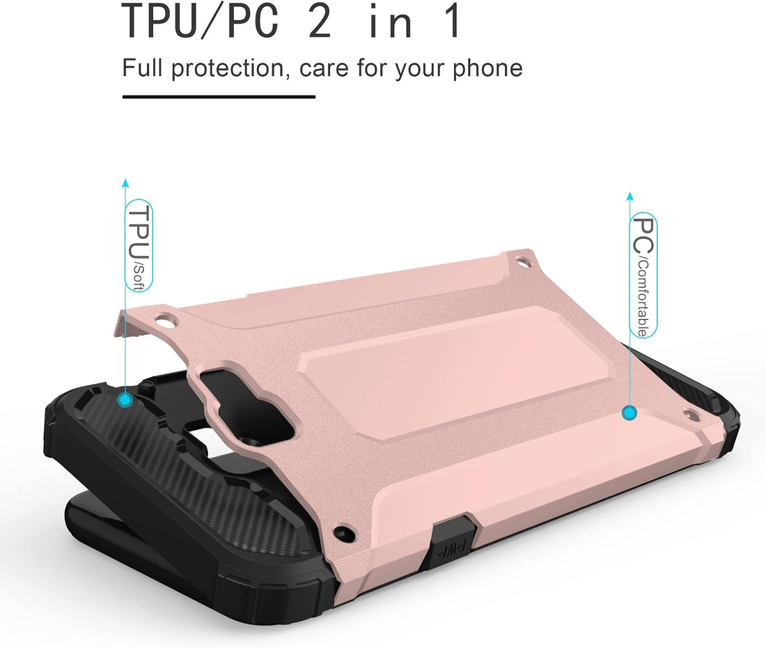 Asuwish Phone Case for Samsung Galaxy J4 Plus with Tempered Glass Screen Protector, Slim Rugged Hybrid Cell Accessories Protective Case, Rose Gold