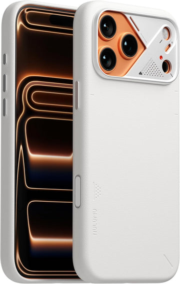 Aulumu A17 Vegan Leather CoolHyper for iPhone 17 Pro Max Case | Camera Control | with Cooling Fins | Luxury Comfort | Compatible with MagSafe | Complete Wrap-Around - White