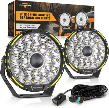 Auxbeam 360-PRO Series 9 Inch Round Off Road Lights, 270W LED Driving Lights 37776LM Spot Flood Combo Light Bar, Auxiliary Light Pods Bumper Work Lights Offroad Lighting