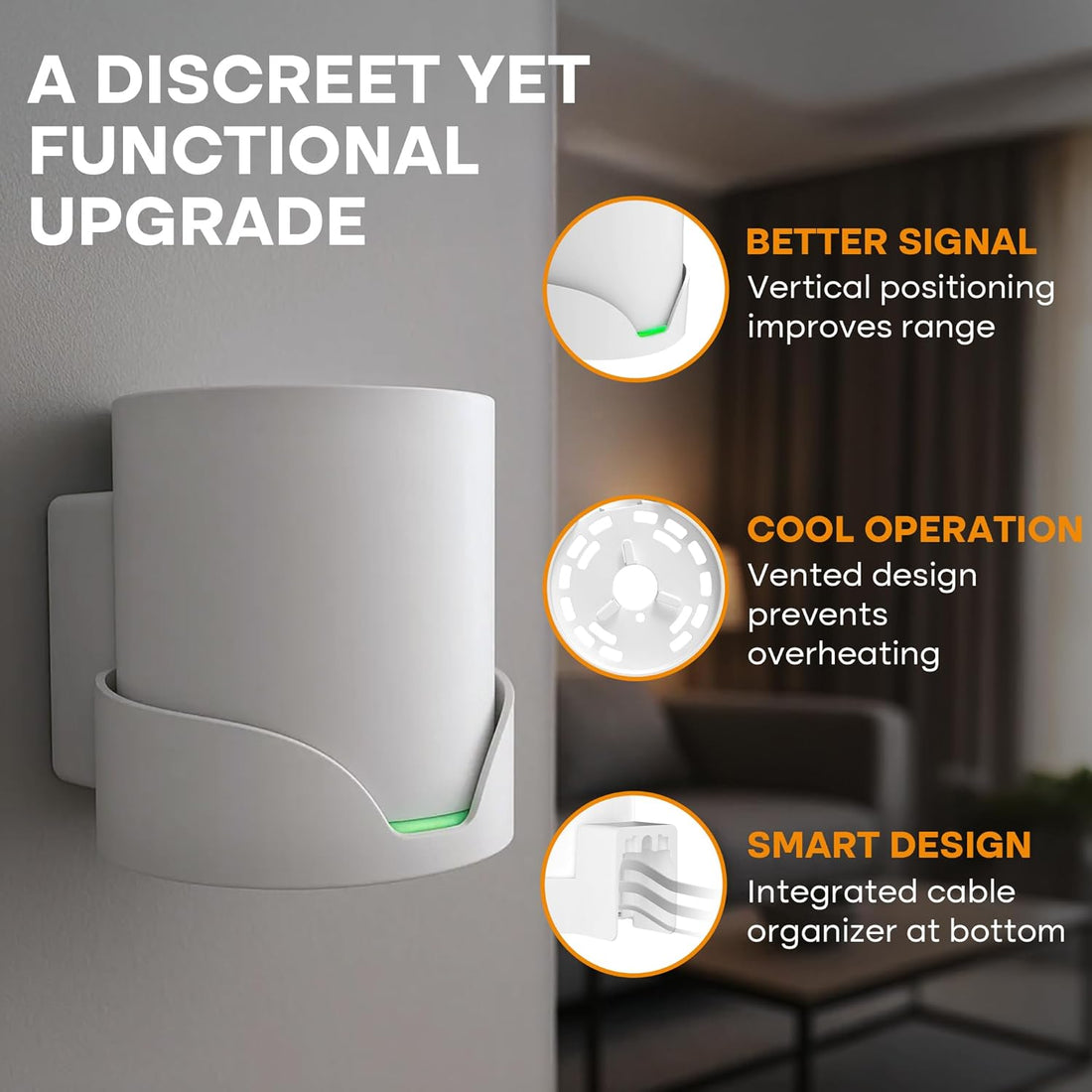 Bangcheer-Wall Mount for TP-Link, Deco X20 X60 X50 X55 WiFi 6 Wall Mount Bracket with Cable Organizer Home Mesh WiFi System, Sturdy Bracket Holder Space Saving TP-Link Router Wall Holder(1Pack)