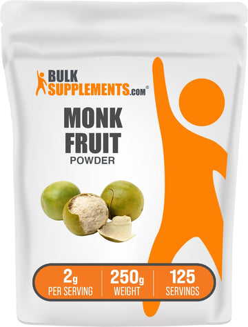 BulkSupplements Monk Fruit Powder - Monk Fruit Sweetener, Sugar Substitute for Baking - Pure & Gluten Free, 2g per Serving, 250g (8.8 oz) (Pack of 1)