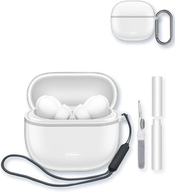 Case for Redmi Buds 6 Lite in-Ear Headphones,BOVUGAC High Transparency Soft TPU Shockproof Cover with Keychain,Cleaning Kit and Lanyard-Clear