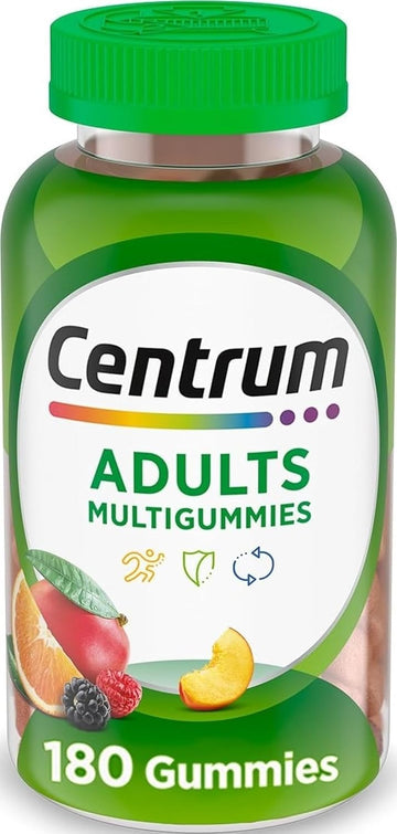 Centrum MultiGummies Gummy Multivitamin for Adults, Multivitamin/Multimineral Supplement with Vitamins D, B and E, Assorted Fruit Flavor - 180 Count