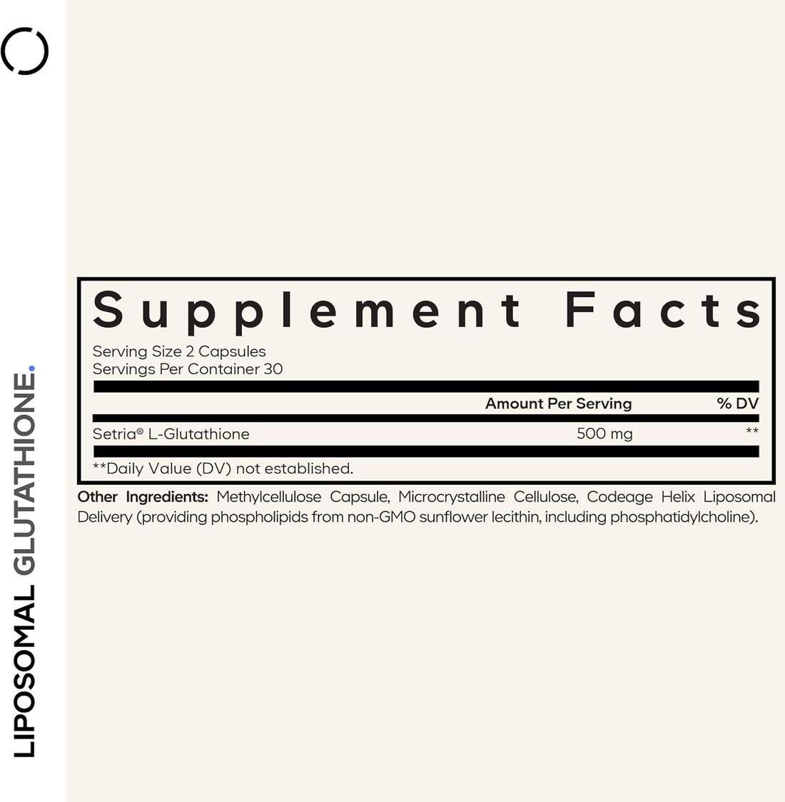 Codeage Liposomal Glutathione Supplement - Pure Reduced Setria L-Glutathione, Liposomal Delivery, Phospholipid Complex - Vegan, Non-GMO - 2-Pack
