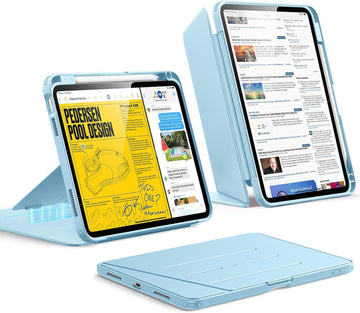 ESR for iPad A16 Case, iPad 11th/10th Generation Case (2025/2022), Vertical Stand Cover, Multi Stand Angles, Ultra-Stable Cover with Pencil Holder, Flip Series, Sky Blue