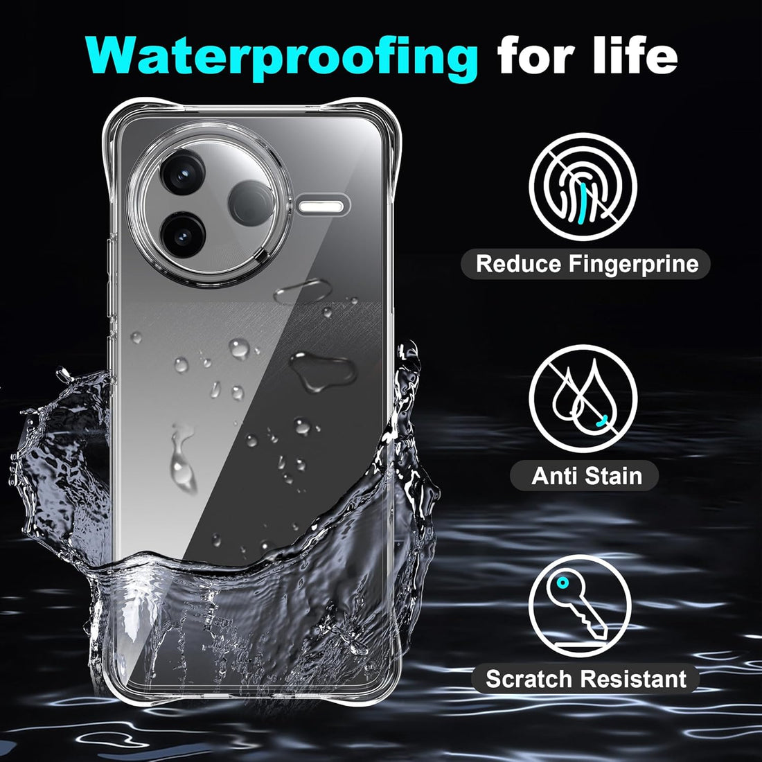 Xiaomi Poco F7 Pro Case with [2 Pack] Tempered Glass Screen Protector, Clear TPU,Reinforced Corner Shockproof, Anti-Scratch