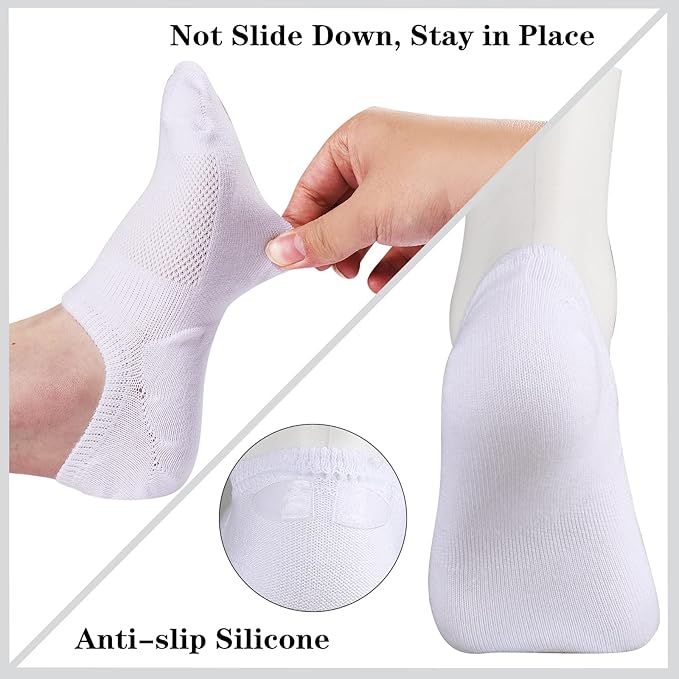 Heatuff No Show Socks Womens Cotton Low Cut Non Slip Casual Socks Invisible Flat Boat Liner Socks (6/9 Pairs)