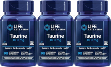 Life Extension Taurine 1,000 mg, 90 Vegetarian Capsules (Pack of 3)