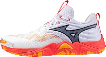 Mizuno Wave Momentum 4 Elite Unisex Volleyball Shoe, White-Fiery Coral, US Mens 12/ US Womens 13.5