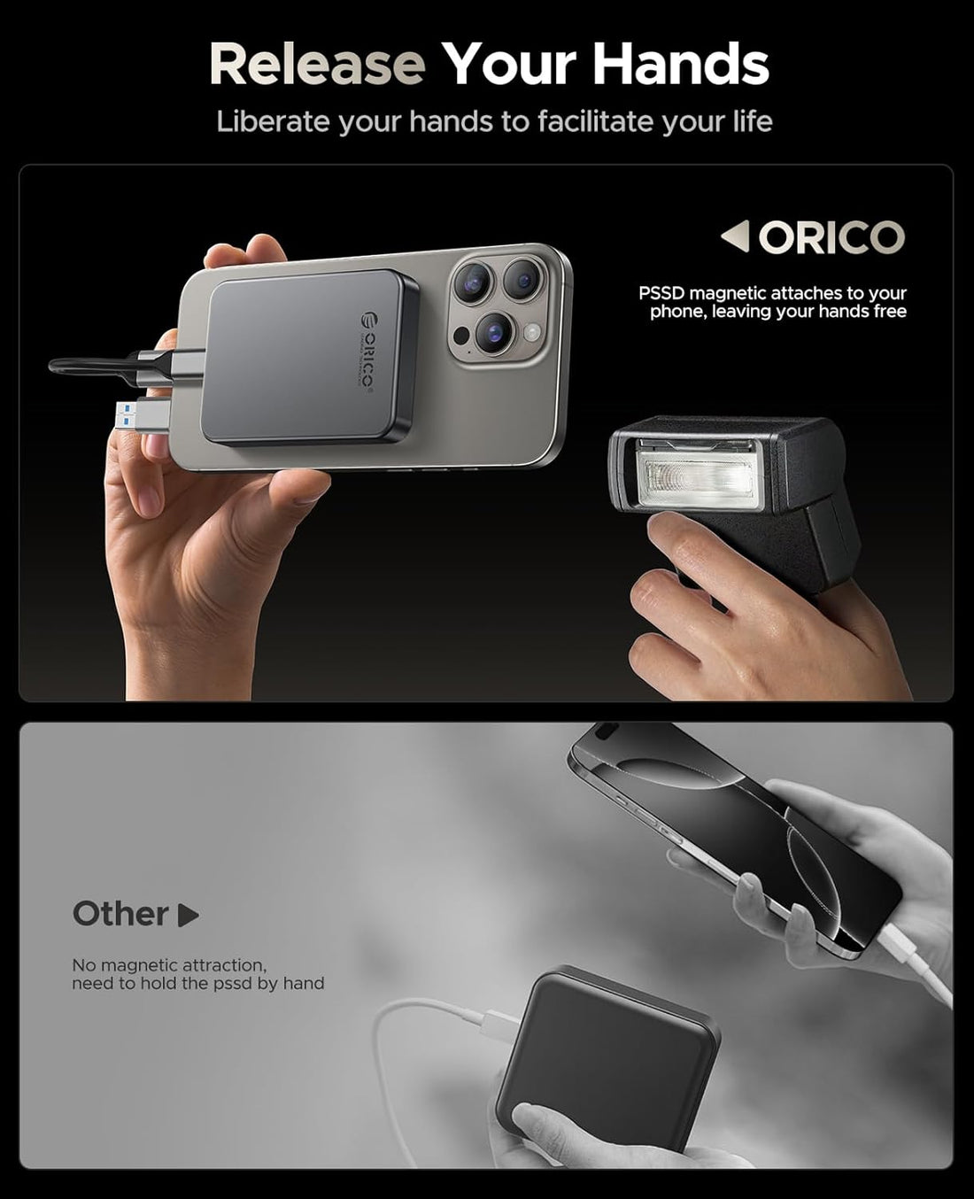 ORICO 1TB Magnetic Portable SSD, Aluminum Alloy