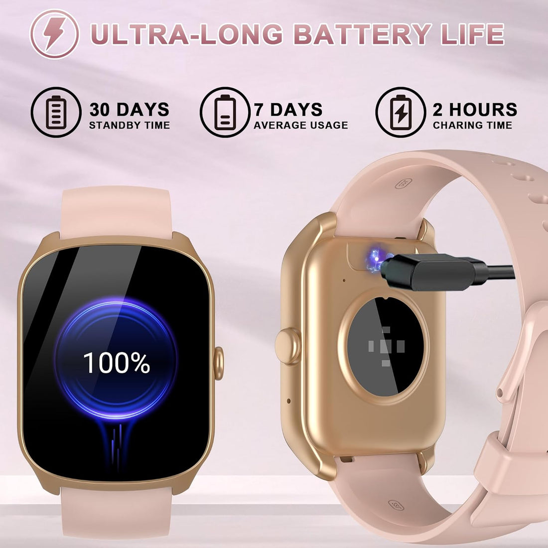 Smart Watch for Men Women, 1.95'' HD Curved Screen Smartwatch(Answer/Make Call), Fitness Tracker with 112 Sport Modes, IP68 Waterproof Fitness Watch with Heart Rate/Sleep Monitor/Pedometer, Pink