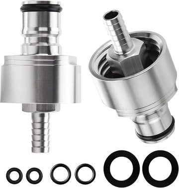 Stainless Steel Carbonation Cap, 2 Pack 5/16” Barb Ball Lock Counter Pressure Bottle Filling Cap Forced Carbonation PET Bottle Filling CO2 Coupling Cap for Soda Beer with Extra 6 O-Rings
