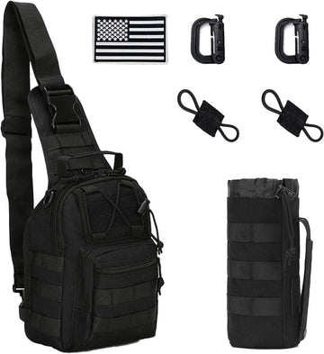Tactical Sling Bag for Men - Small Shoulder Bag (Black)