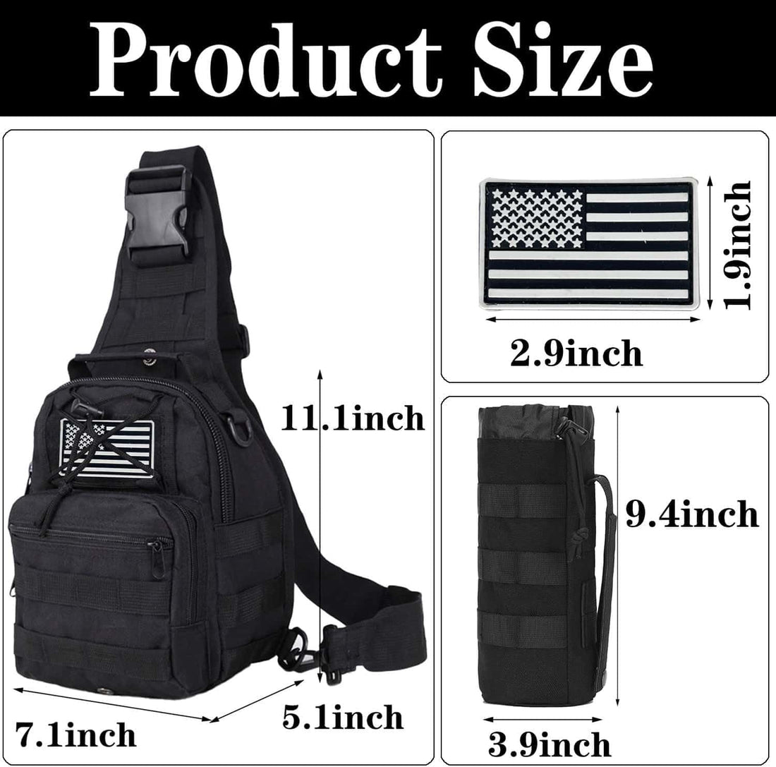 Tactical Sling Bag for Men - Small Shoulder Bag (Black)