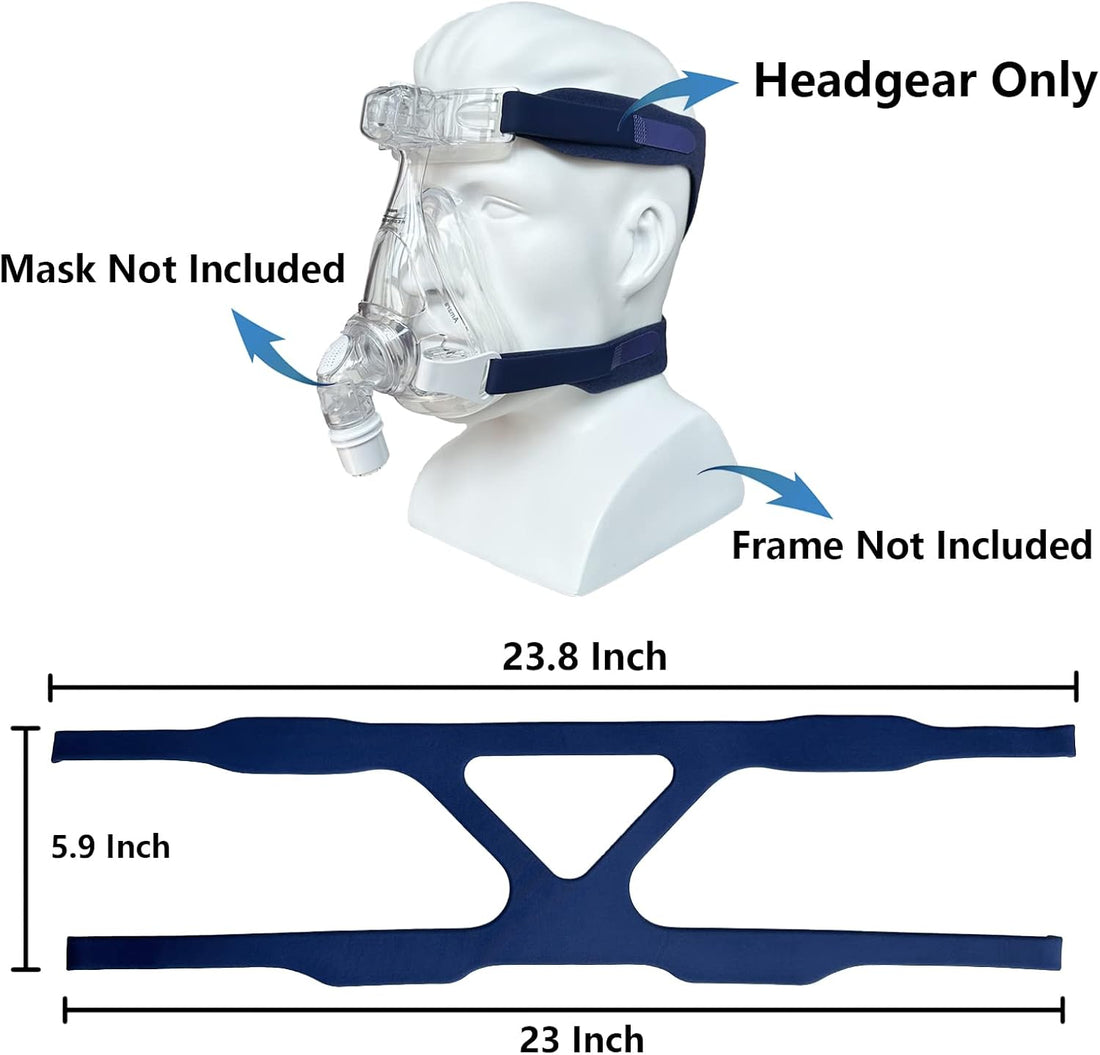 GJX 2 Packs Universal Headgear Closed Edges Replacement Headgear Strap CPAP Mask Full Face Replace Part (Without Mask)