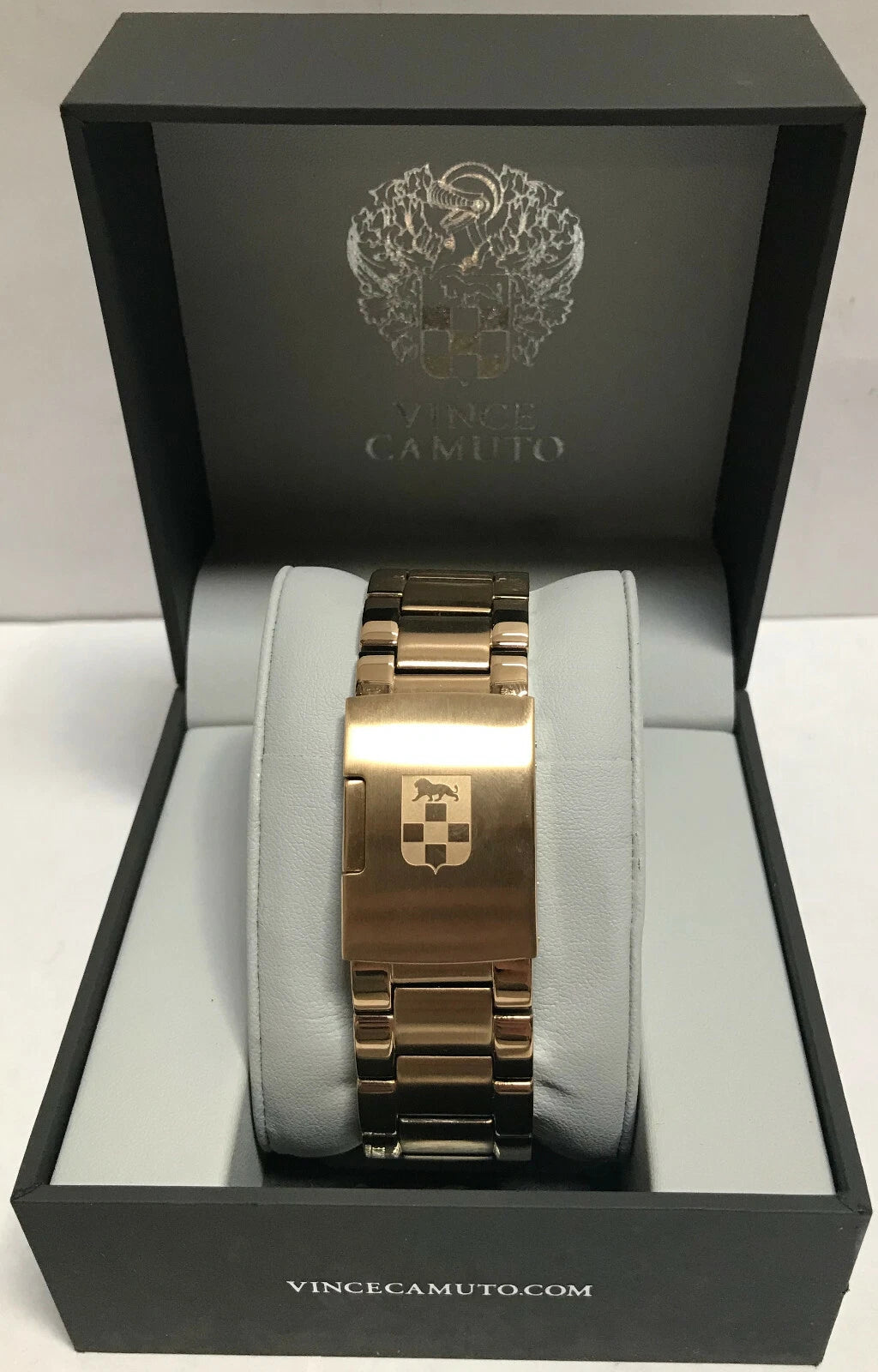 Vince Camuto The Cadet VC/1109BKGP Men's 44mm Gold Tone S/Steel Dial Watch Black