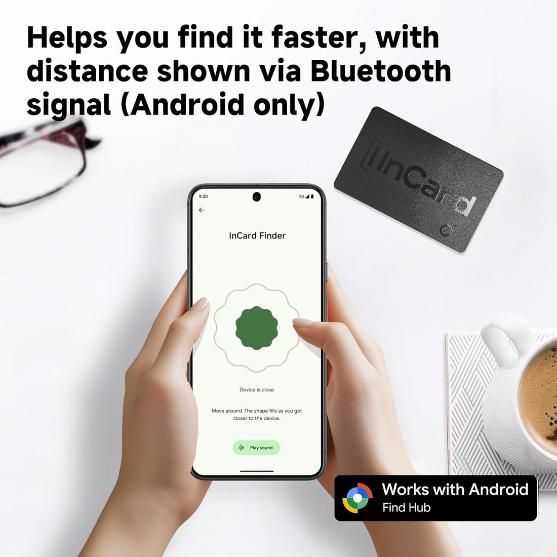 [2025 New, Designed in California] Wallet Tracker, Up to 5-Year Battery Life, Certifed by Apple Find My & Google's Find Hub (Find My Device), Item Locator, Card Holder Tracker, Bags, Android Tracker Black